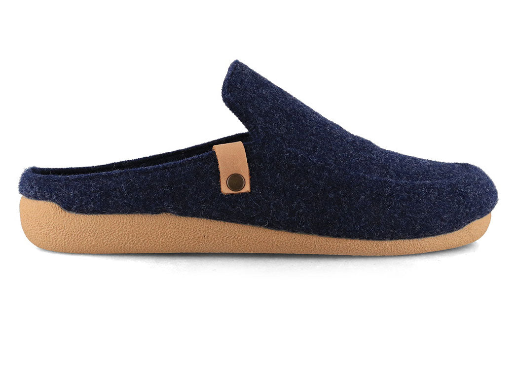 Varomed vital Men Slippers 'Alexander' in navy blue, outer side profile