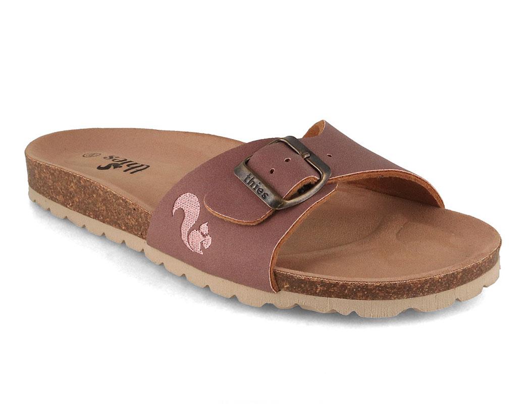 thies Bio Strap showing two malva-pink straps with adjustable buckles