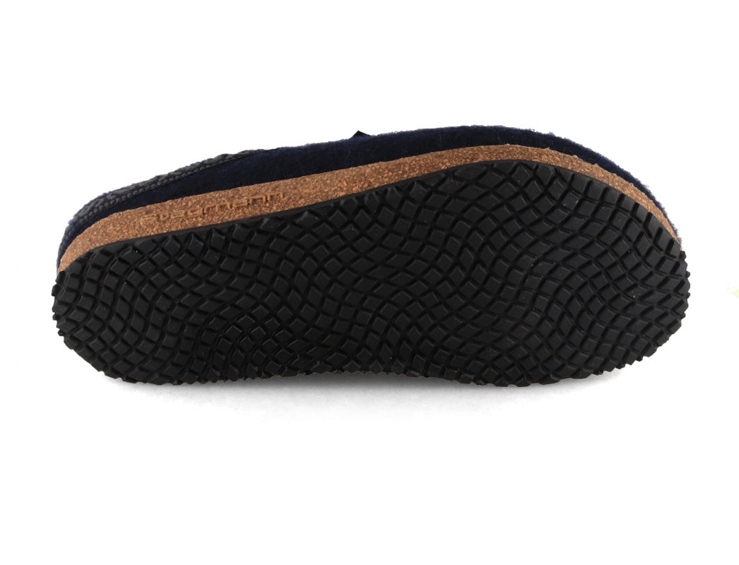 Stegmann Original 108 Wool Clogs, Navy, textured rubber outsole
