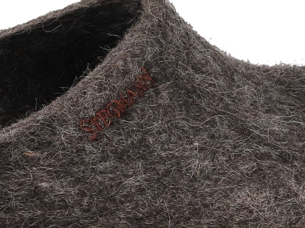 Stegmann Eco Wool Clogs, Stonesheep Gray, wool felt and trim detail