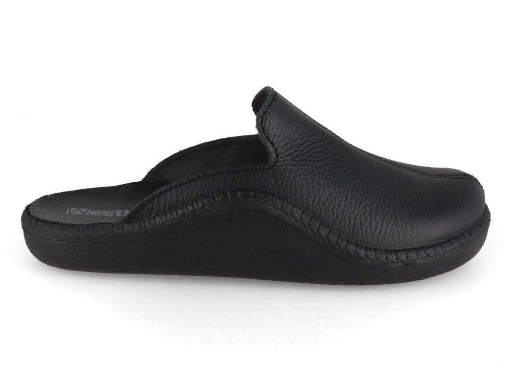 Josef Seibel Monaco 202 G black leather men's slipper, outer side view