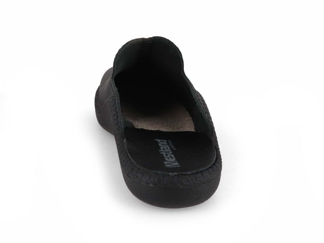 Josef Seibel Monaco 202 G black leather men's slipper, open-heel rear view