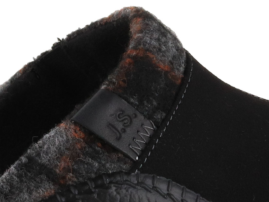 Josef Seibel Monaco H14 Men's Slippers, Black, textile collar and upper detail