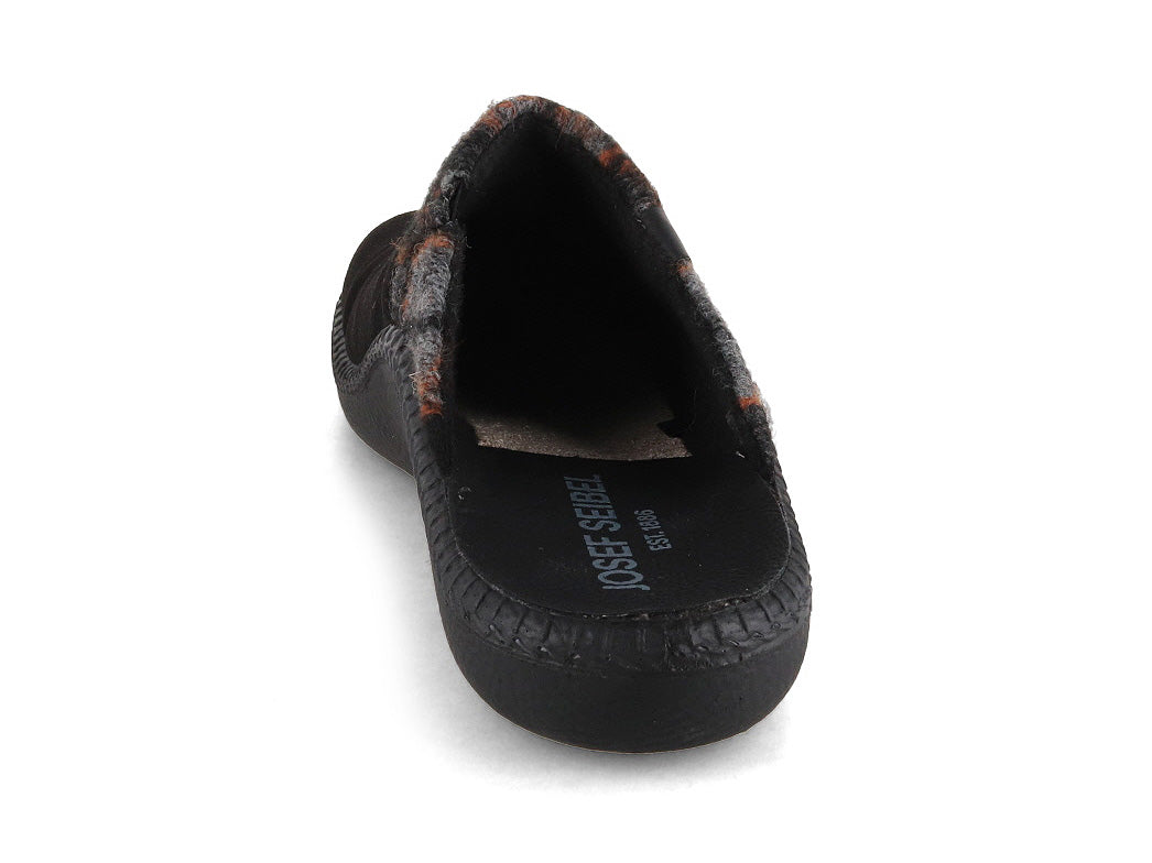 Josef Seibel Monaco H14 Men's Slippers, Black, rear and footbed view