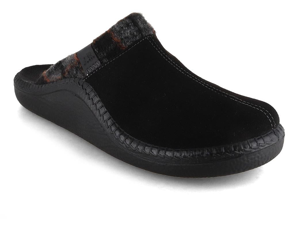 Josef Seibel Monaco H14 Men's Slippers, Black, three-quarter front view