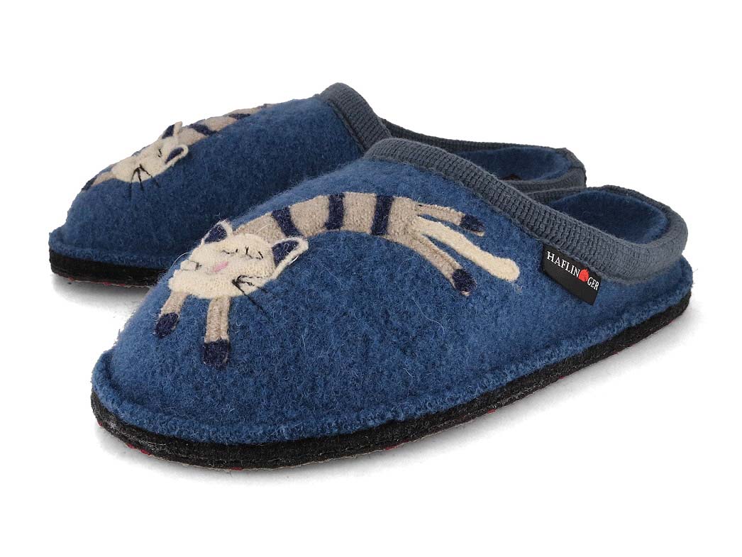 1 HAFLINGER-Women-Boiled-Wool-Slippers-Flair-Choupette-blue #farbe_Blue
