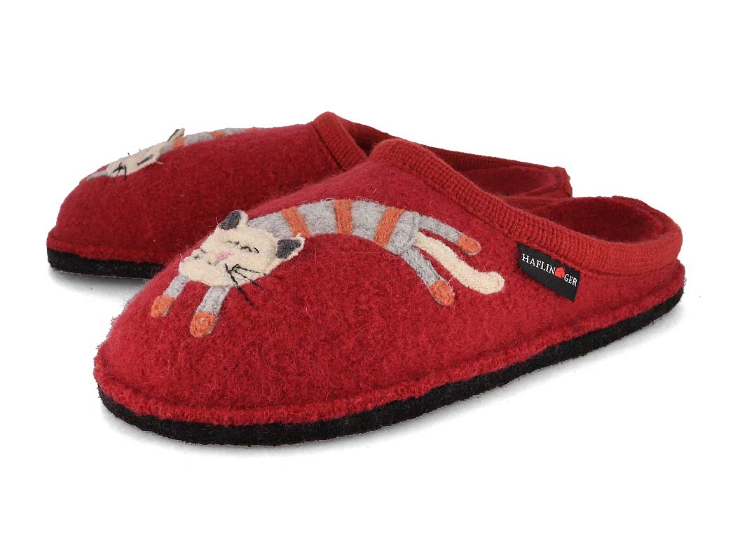 1 HAFLINGER-Women-Wool-Slippers-Flair-Choupette-burgundy #farbe_Red
