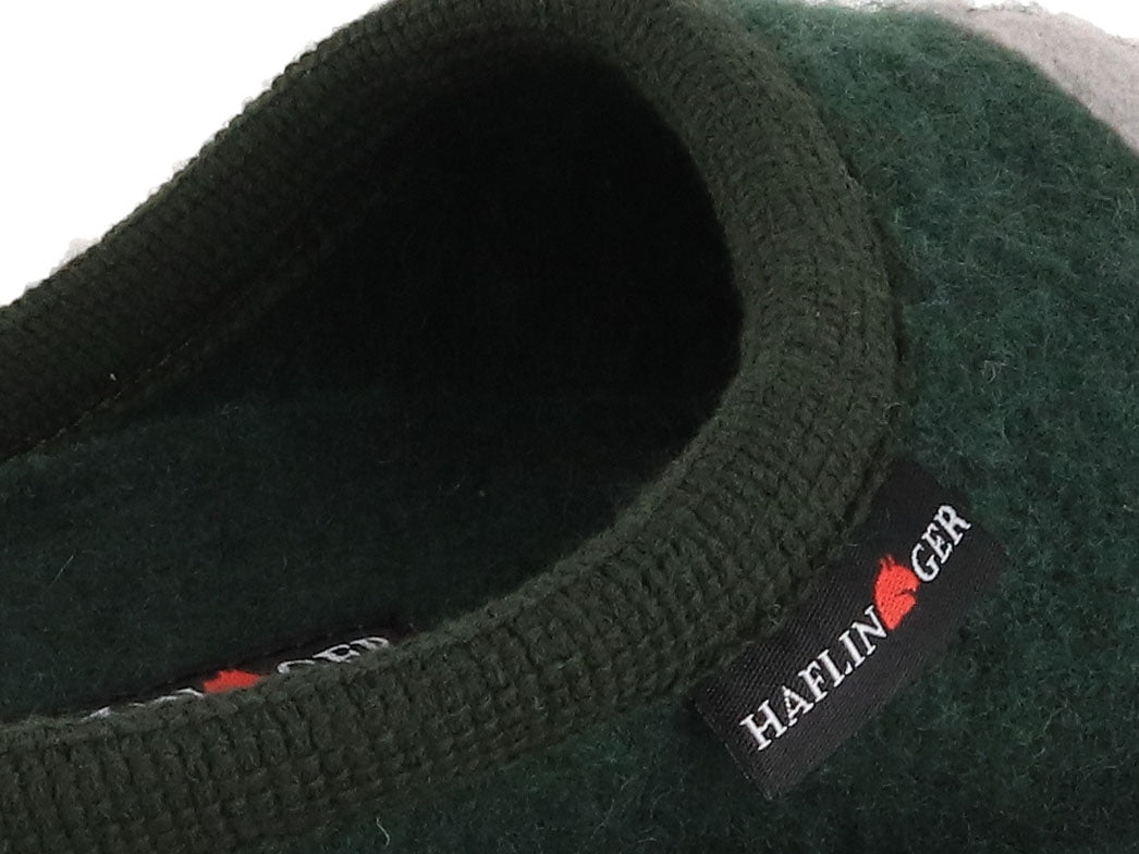 HAFLINGER Flair Rudi Unisex Boiled Wool Slippers, Moss Green