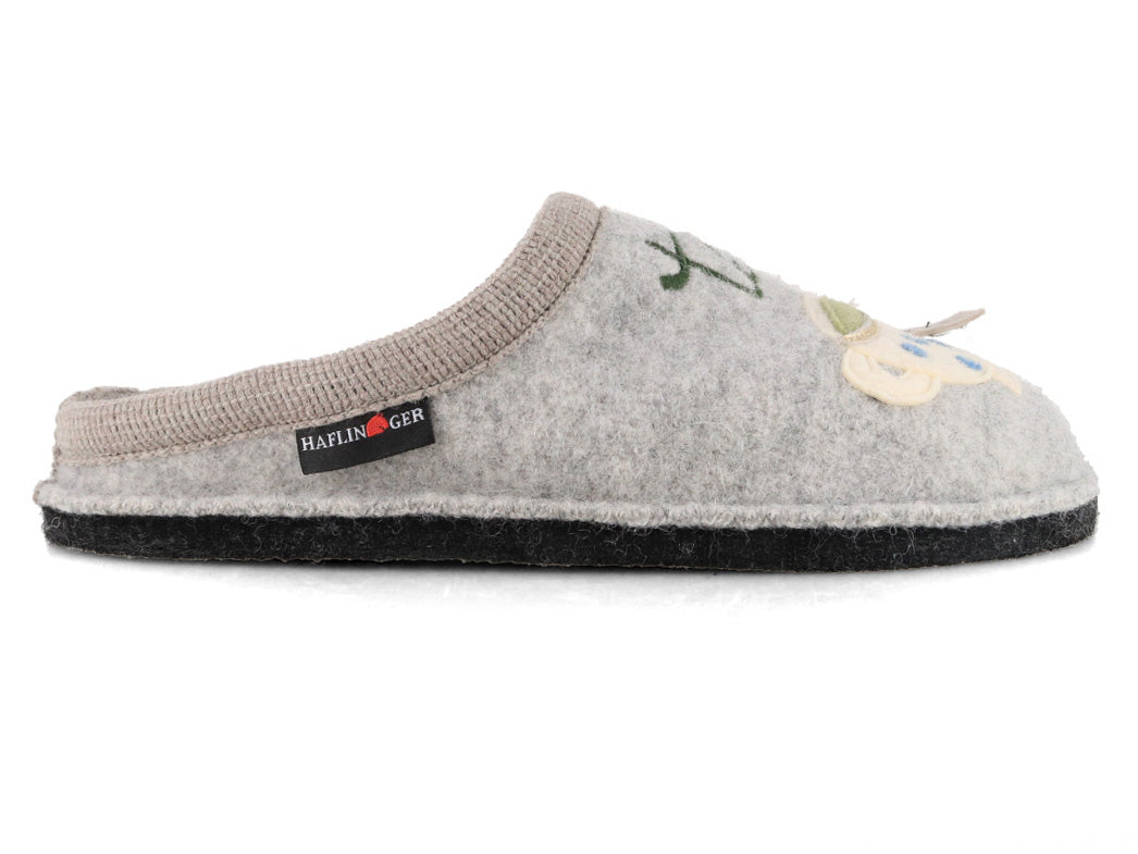 HAFLINGER Flair Tea Time Unisex Boiled Wool Slippers, Stone Gray