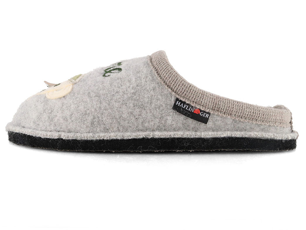 HAFLINGER Flair Tea Time Unisex Boiled Wool Slippers, Stone Gray