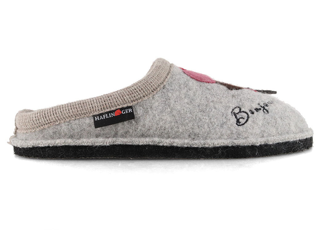 HAFLINGER Flair Bonjour Women's Boiled Wool Slippers, Stone Gray