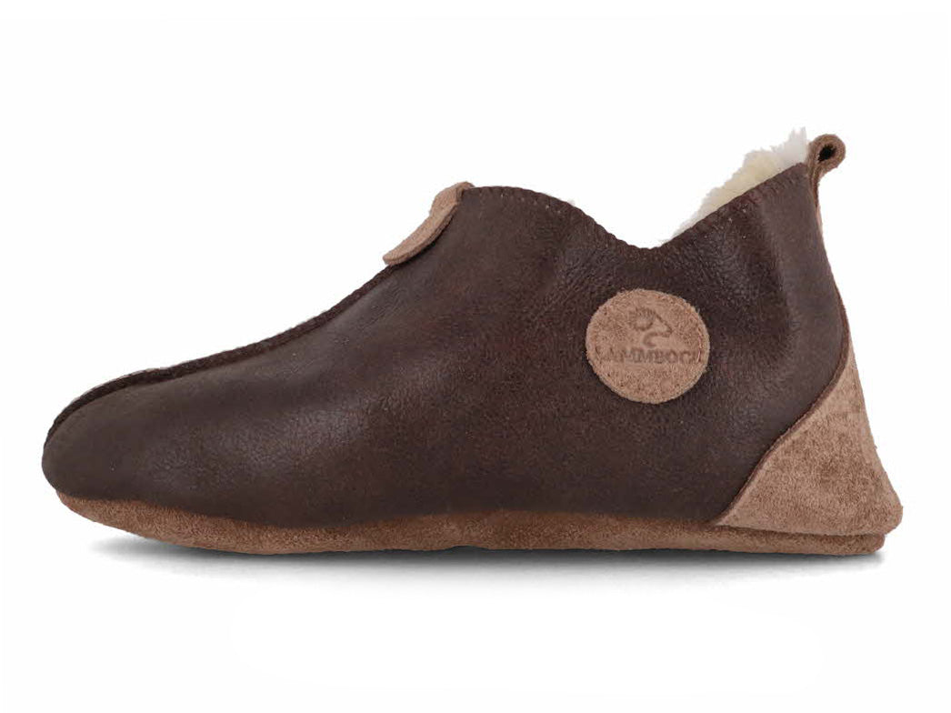 Lammbock Texel dark brown shearling slipper boot, opposite side profile