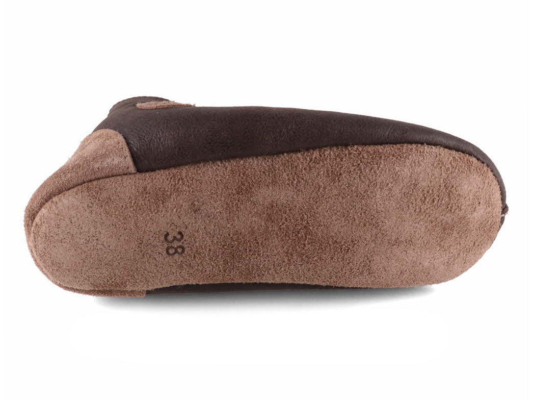Lammbock Texel dark brown slipper boot, suede sole view