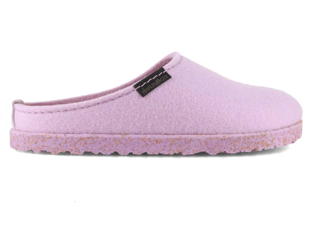 HAFLINGER Manhattan Women's Wool Felt Slippers in Lilac, outer side profile
