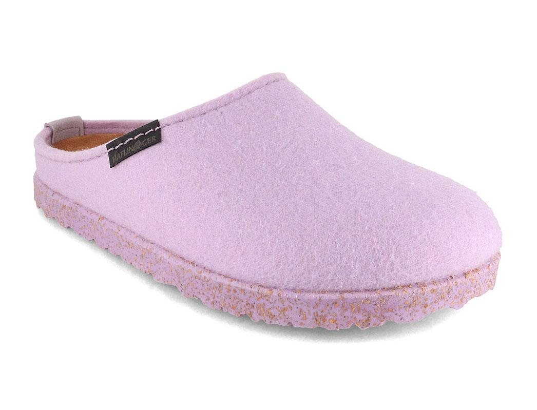 HAFLINGER Manhattan Women's Wool Felt Slippers in Lilac, front three-quarter view