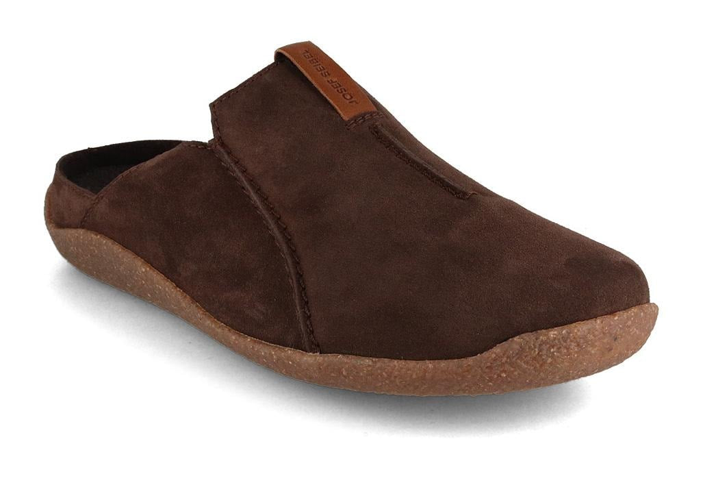 Josef Seibel Vince 02 showing a dark moro-brown leather upper in a low open-back profile