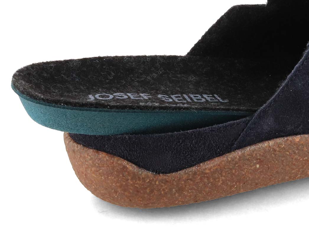 Josef Seibel Vince Men's Leather Clogs, Ocean Blue, removable footbed close-up