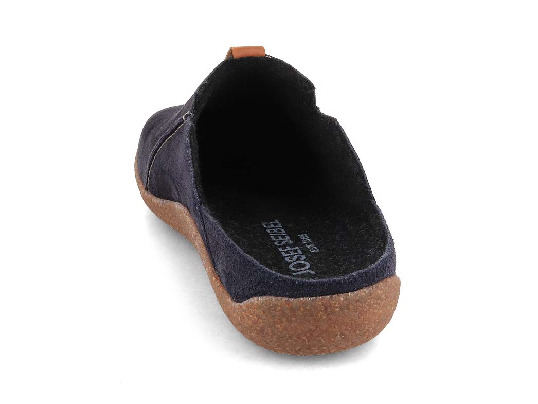 Josef Seibel Vince Men's Leather Clogs, Ocean Blue, rear and footbed view