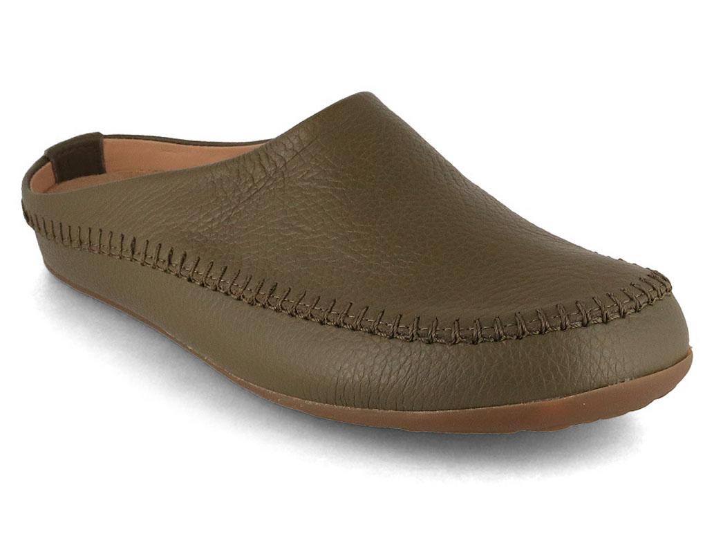 HAFLINGER Everest Softi showing a reed-green leather upper with visible moccasin-style stitching