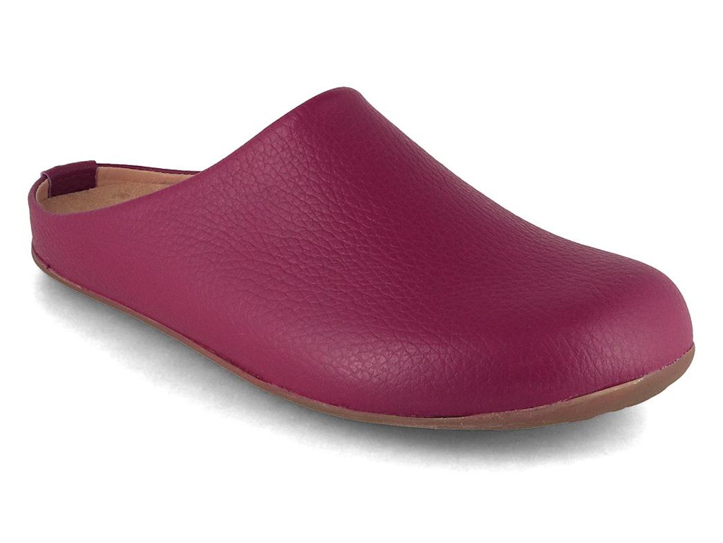 HAFLINGER Everest Basico showing a smooth cardinal-pink leather upper in an open-back slipper profile
