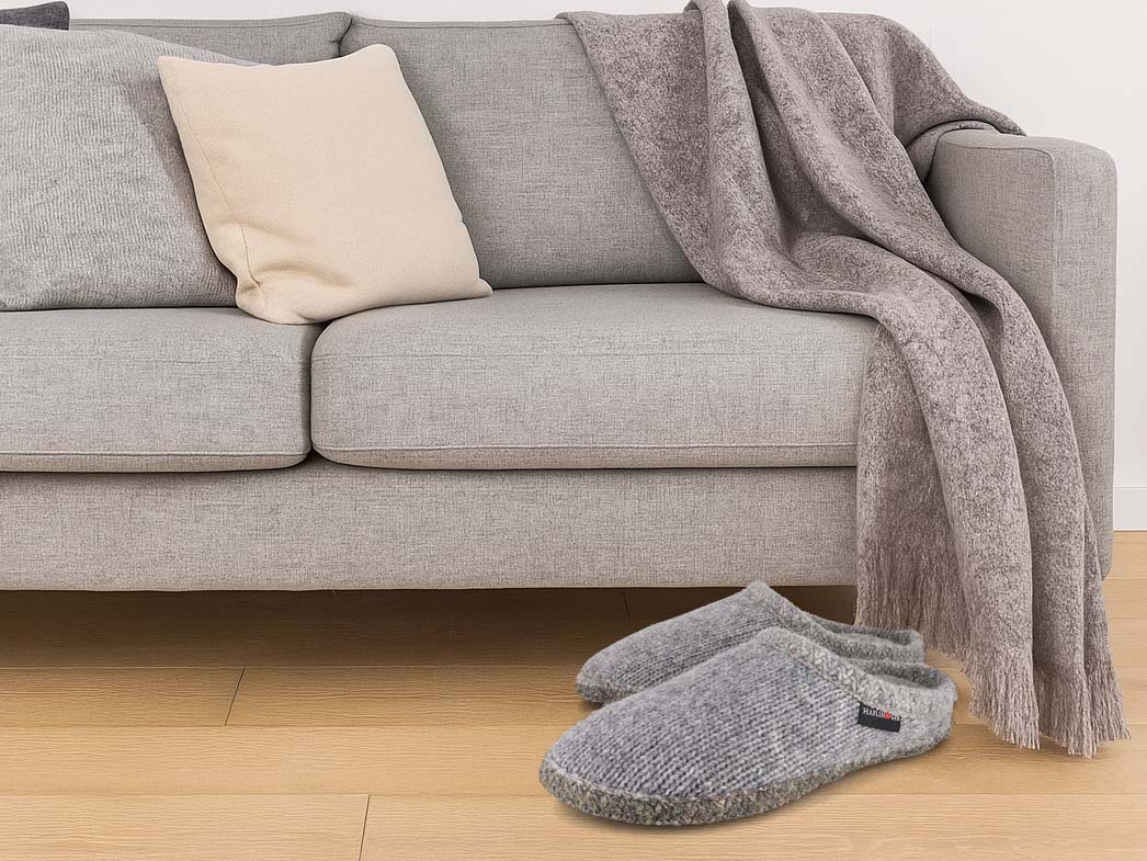 1 HAFLINGER-Men-Women-Wool-Slippers-De-Punto-stone-grey #farbe_Gray