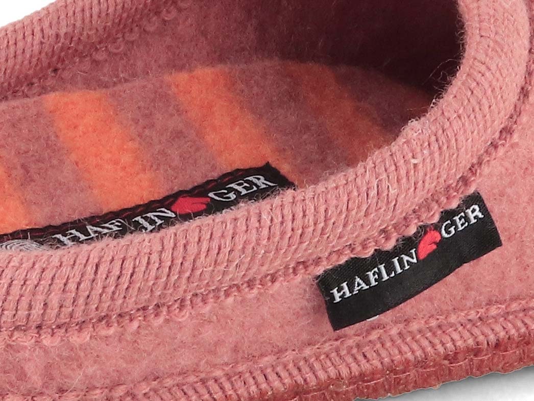 HAFLINGER Striped Women's Boiled Wool Slippers, Rouge Pink