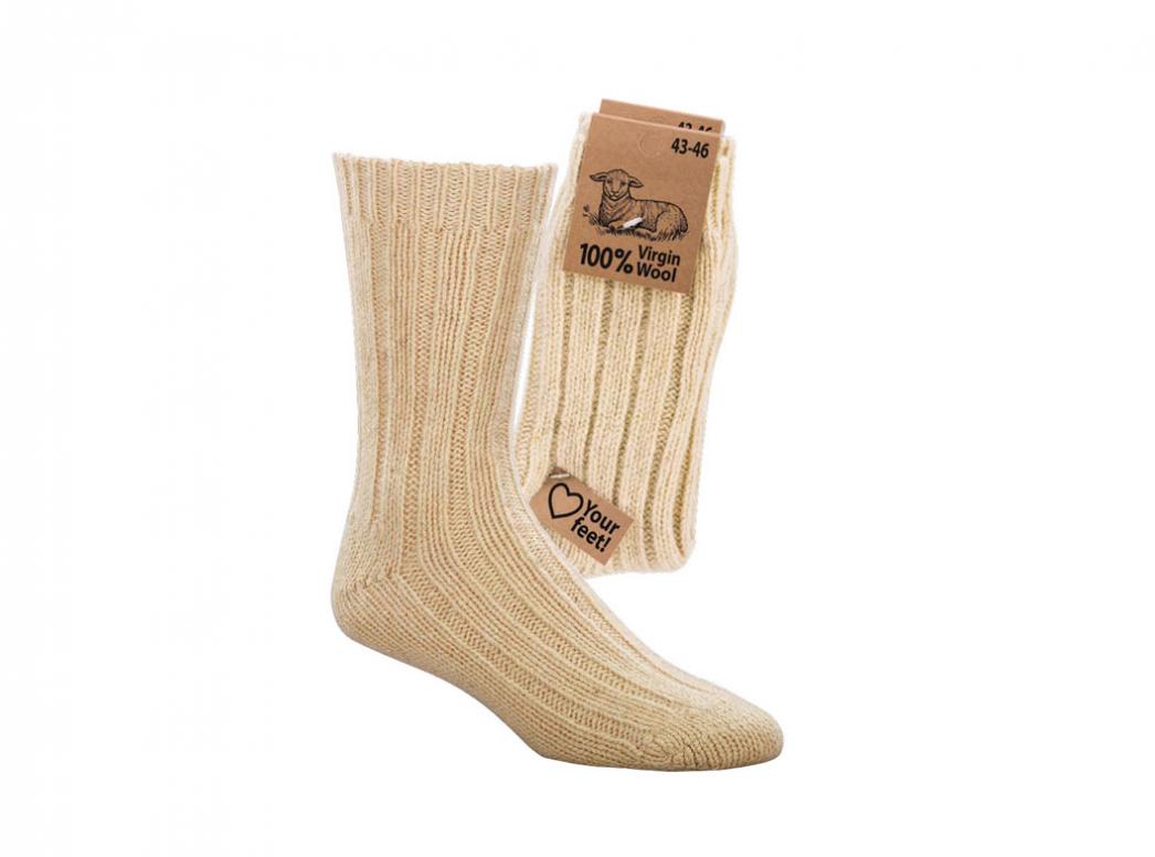 WoolFit Extra-Warm Lambswool Socks showing off-white rib-knit calf-length socks