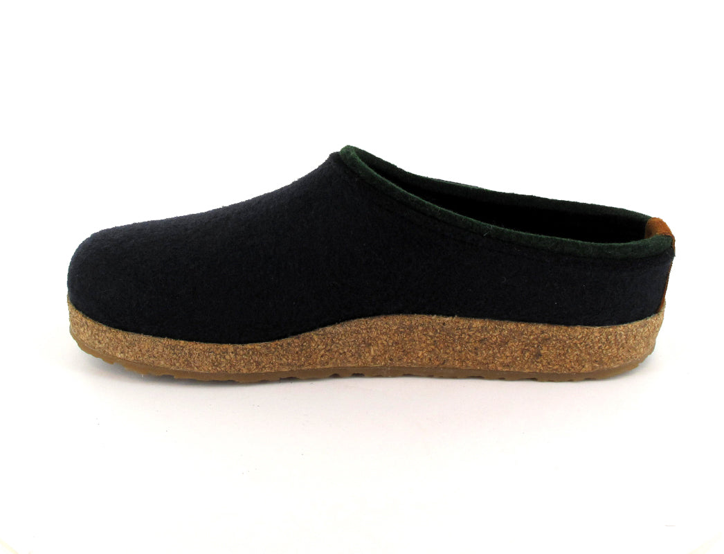 HAFLINGER Grizzly Kris wool felt clog in dark blue, side view