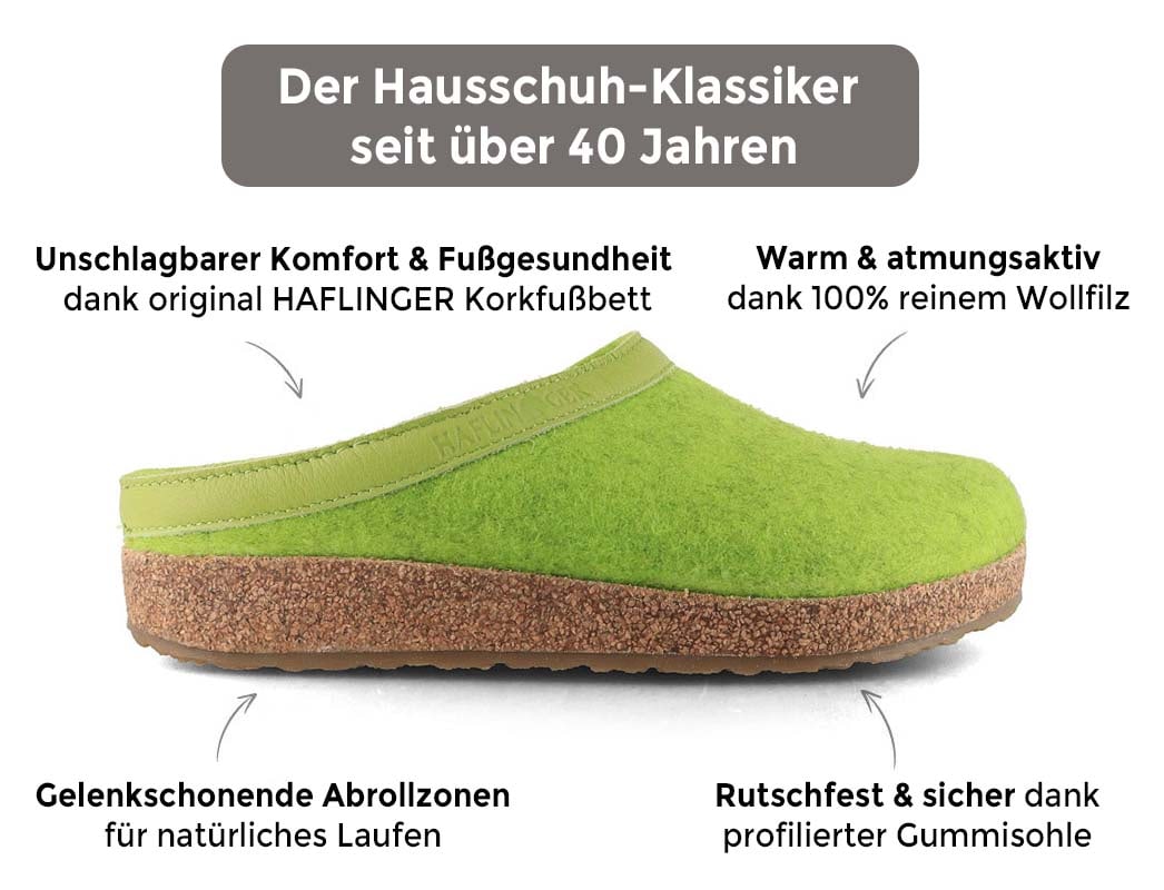 HAFLINGER Grizzly Torben Wool Clogs, Canary Green