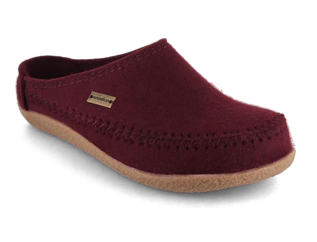 HAFLINGER Blizzard Credo bordeaux showing a deep bordeaux felt upper with a contrasting sole edge