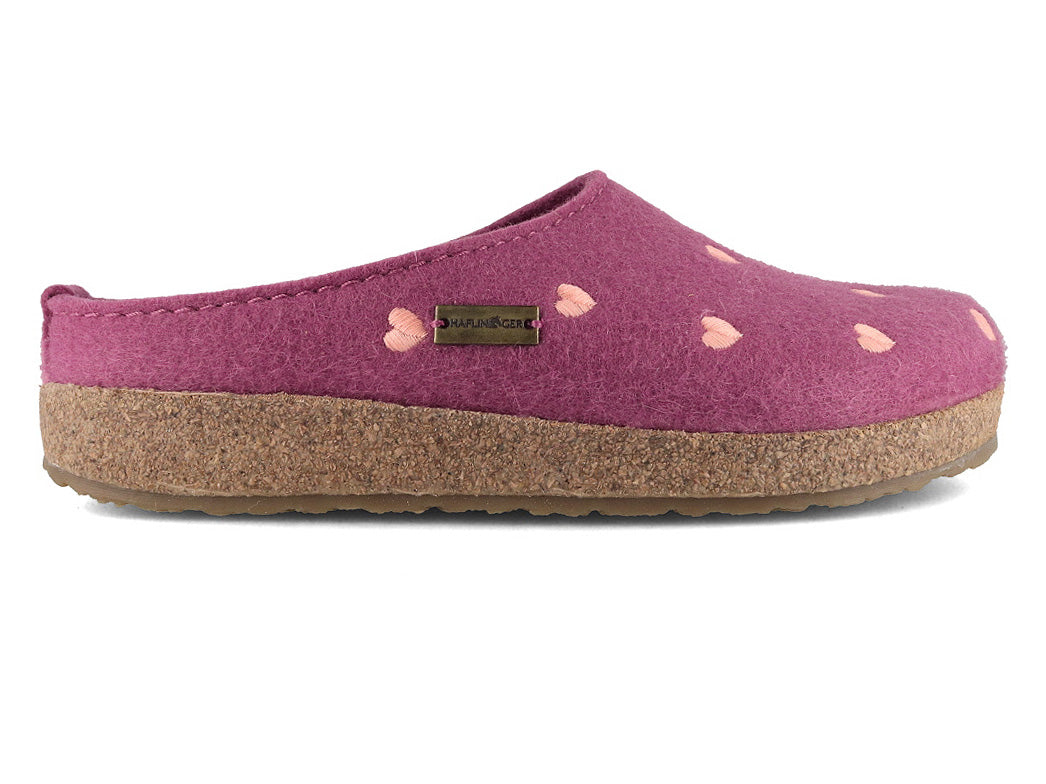 HAFLINGER Grizzly Cuoricino Women's Wool Clogs, Heather Rose