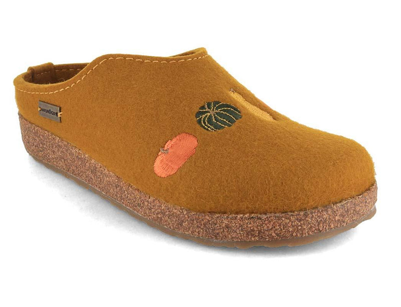 HAFLINGER-Women-Felt-Clogs-Grizzly-pumpkin-masala