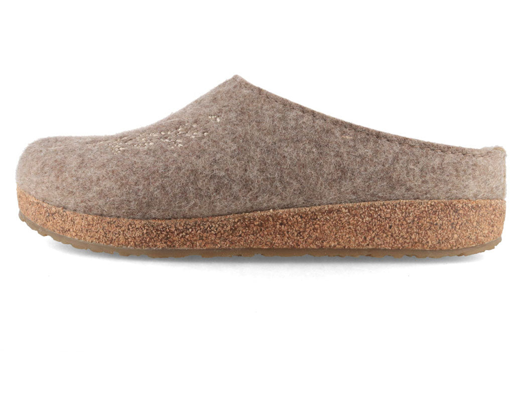 HAFLINGER Grizzly Meadow Women's Wool Felt Clogs, Turf Taupe
