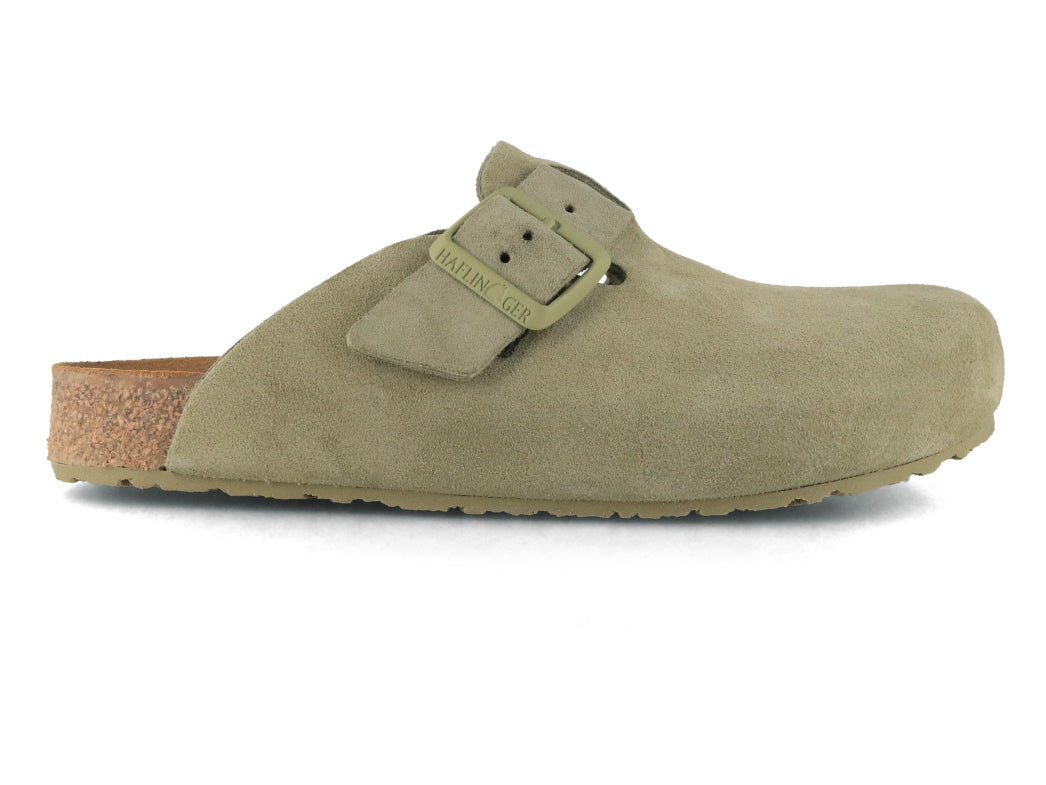 HAFLINGER Porto Suede Leather Clogs, Sage Green