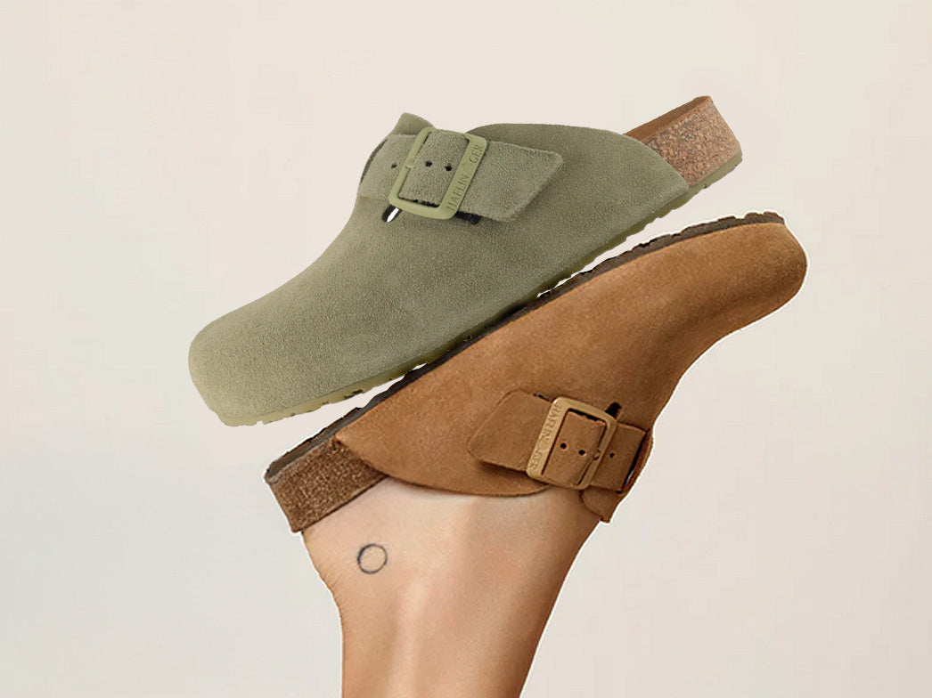 HAFLINGER Porto Suede Leather Clogs, Sage Green