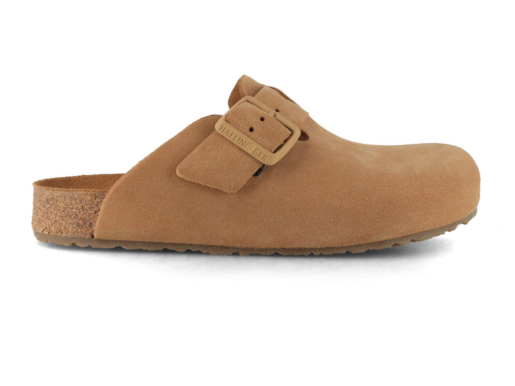 HAFLINGER Porto Unisex Suede Leather Clogs, Sahara Tan