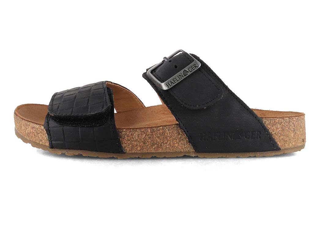 HAFLINGER women printed leather sandals bio aria black, footwear, inner medial profile
