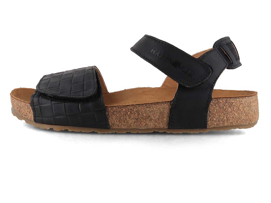 HAFLINGER Ellie Women's Leather Sandals in Black, inner side profile; inner medial profile