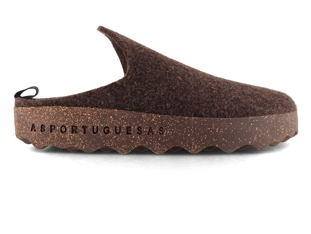 ASPORTUGUESAS Come Men's Wool Felt Clogs, Dark Brown