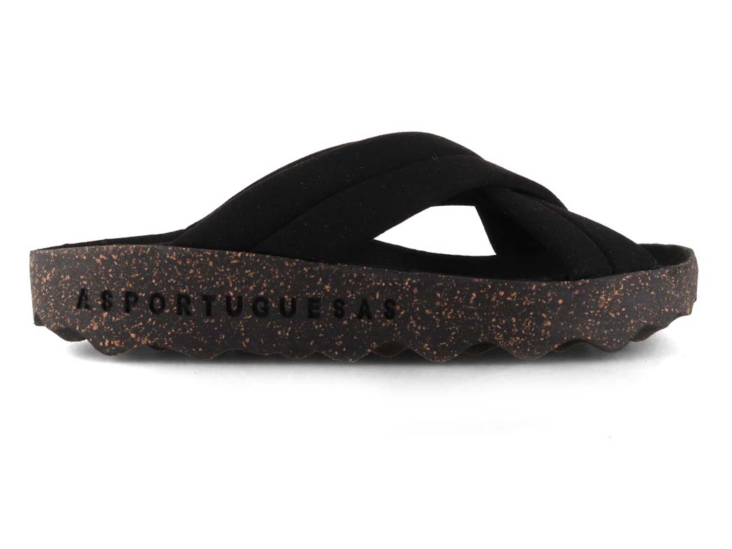 ASPORTUGUESAS Curr Criss-Cross Sandals in Black, outer side profile