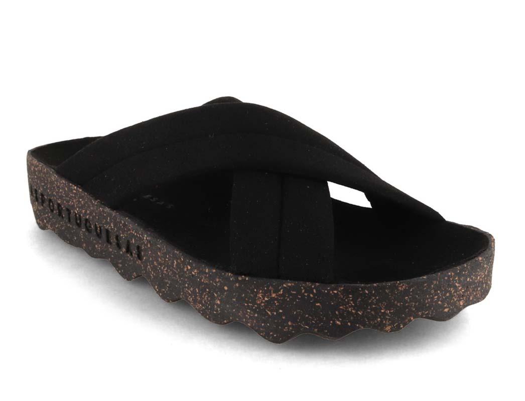 ASPORTUGUESAS Curr Criss-Cross Sandals in Black, front three-quarter view