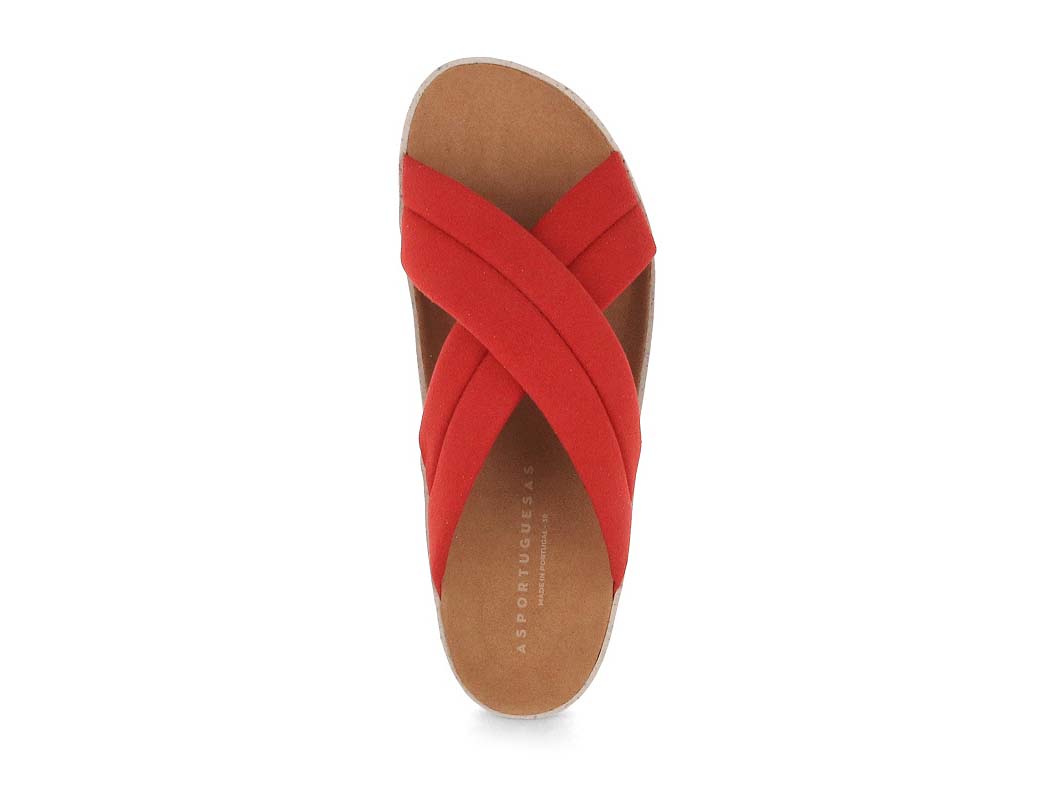 Top view of ruby cross-strap sandal and footbed