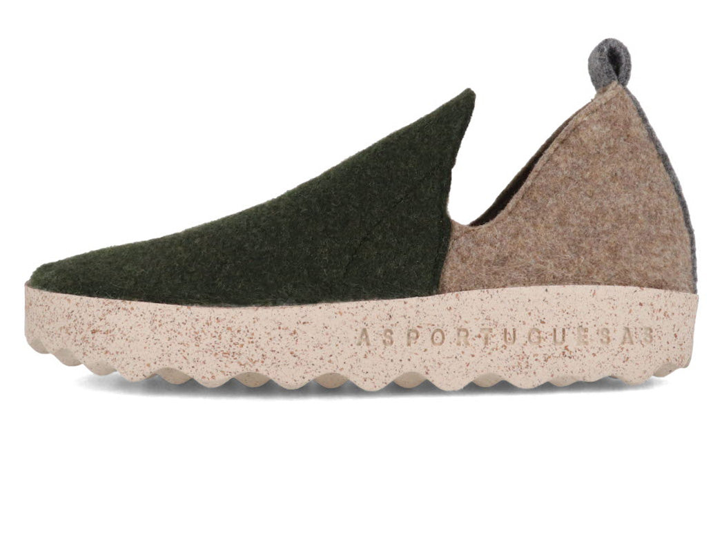 1 ASPORTUGUESAS-Women-Felt-Slippers-City-green-taupe #farbe_Green