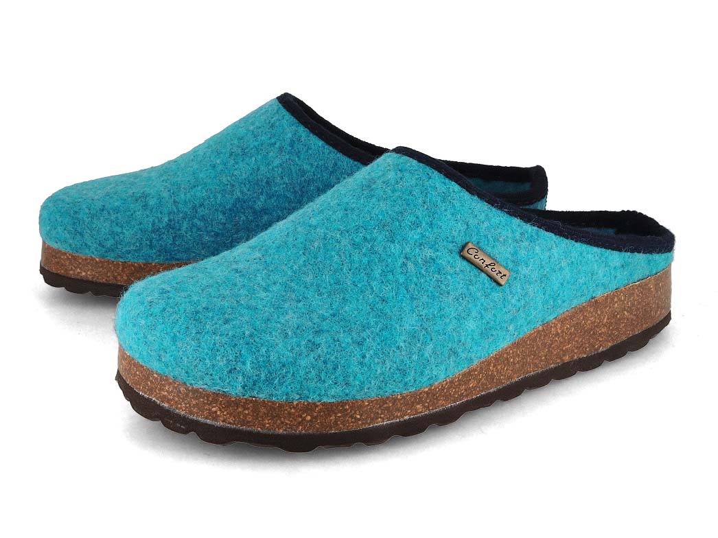 1 Tuffeln-Comfort-Unisex-Tyrolean-Vegan-Felt-Clogs-turquoise #farbe_Teal