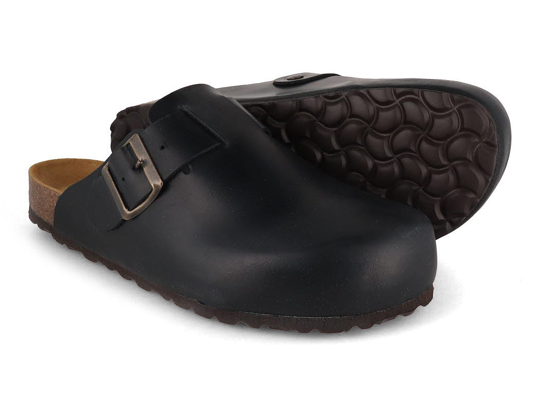 Pair of Tuffeln Helgoland anthracite leather clogs