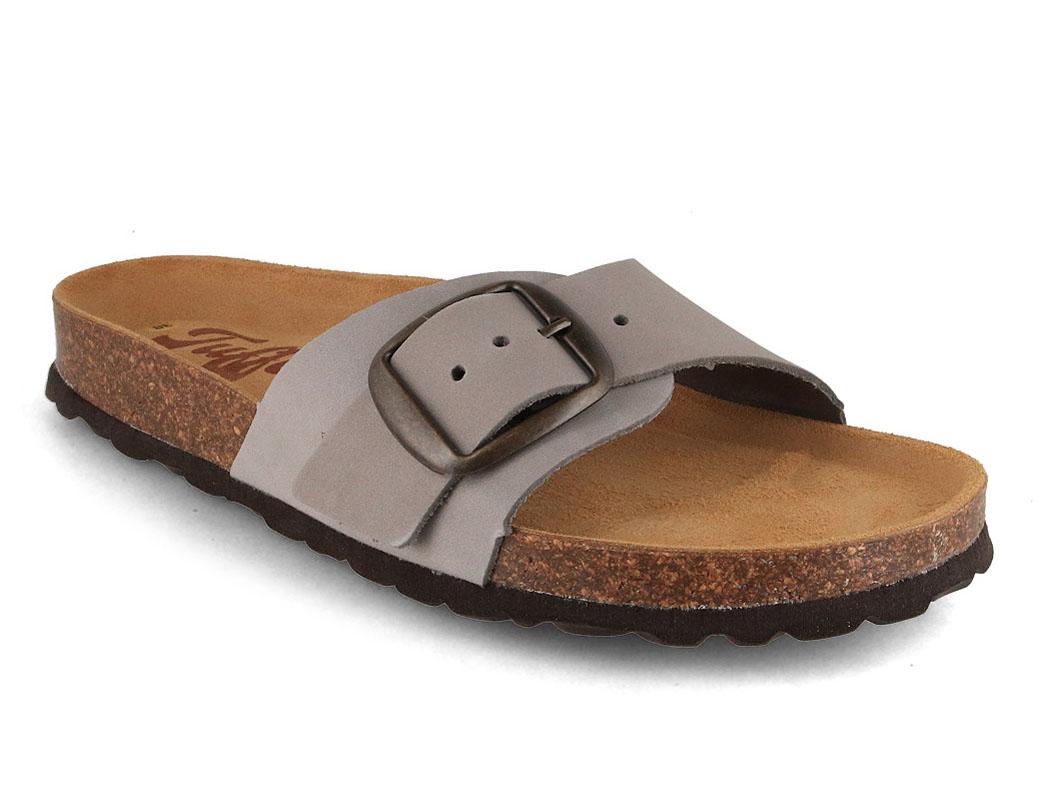 Tuffeln Fehmarn showing a single gray leather strap with an oversized buckle