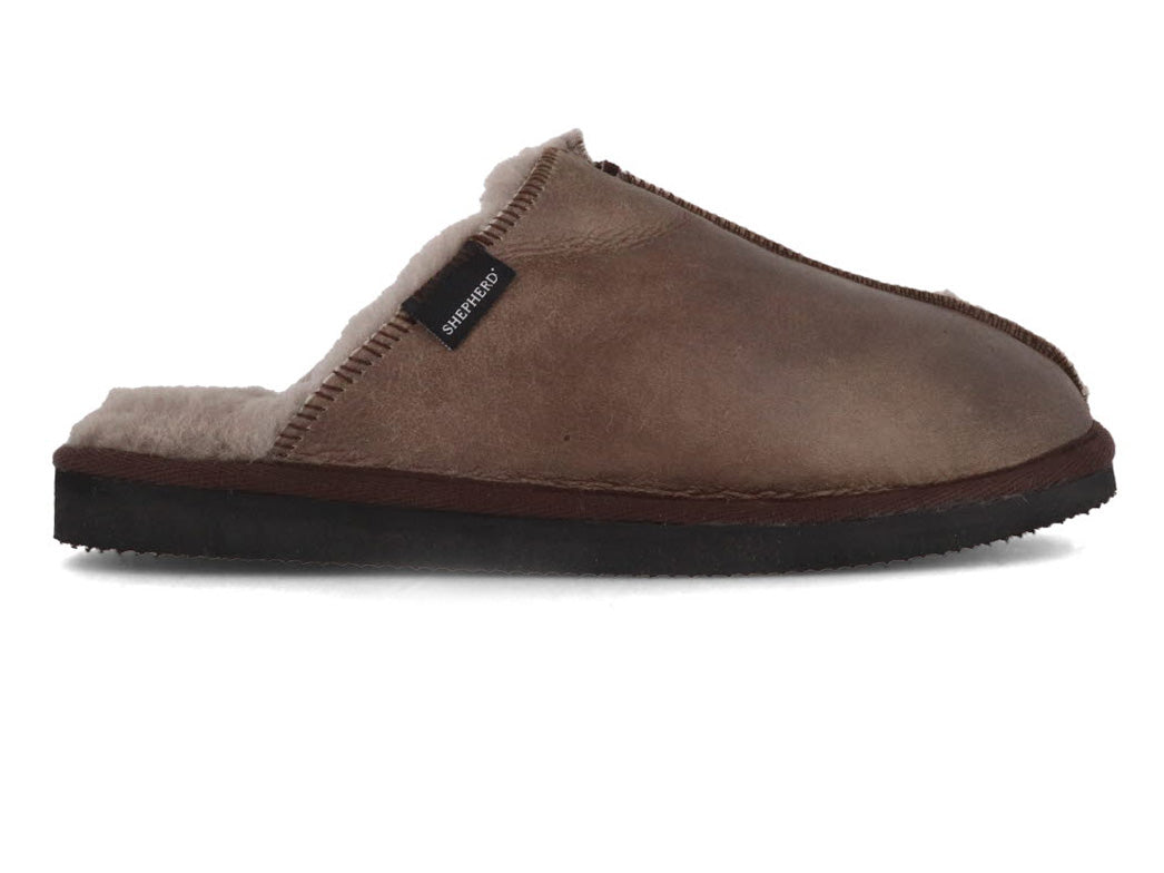1 SHEPHERD-Men-Lambskin-Slippers-Hugo-stone-oiled-antique #farbe_Brown