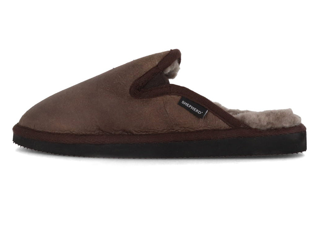 1 SHEPHERD-Men-Lambskin-Slippers-Adam-oiled-antique #farbe_Brown