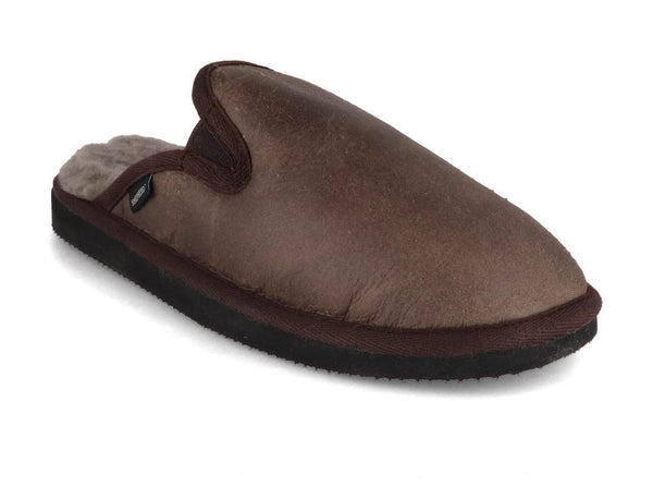 SHEPHERD-Men-Lambskin-Slippers-Adam-oiled-antique #farbe_Brown