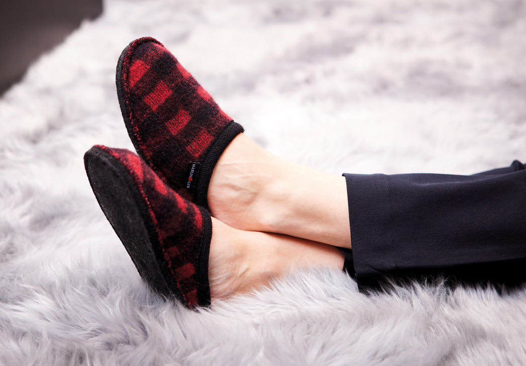 1 HAFLINGER-Women-Felt-Slippers-Flair-Plaid-paprika #farbe_Red